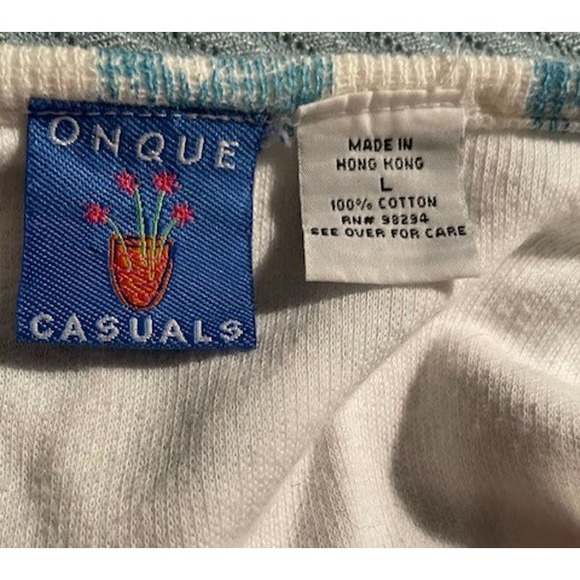 Onque‎ Casuals Size Large Vintage White Sweater Colorful Flower & Purse Design - Picture 3 of 3